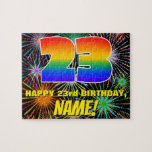 [ Thumbnail: 23rd Birthday: Fun, Colorful Celebratory Fireworks Jigsaw Puzzle ]