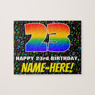 23rd Birthday — Fun, Colorful Music Symbols & “23” Jigsaw Puzzle