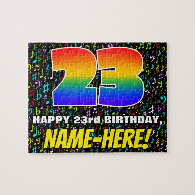 23rd Birthday — Fun, Colorful Music Symbols & “23” Jigsaw Puzzle (Horizontal)