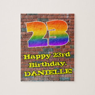 23rd Birthday: Fun Graffiti-Inspired Rainbow 23 Jigsaw Puzzle