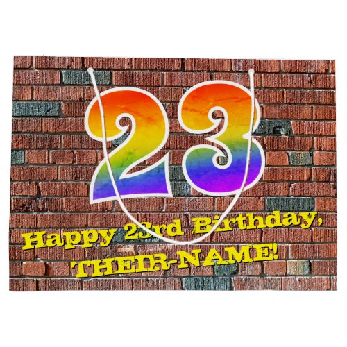 23rd Birthday Fun Graffiti_Inspired Rainbow  23 Large Gift Bag