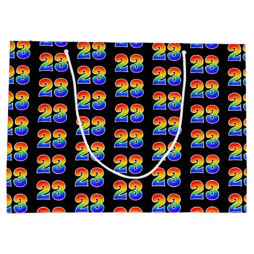 23rd Birthday Fun Rainbow Event Number 23 Pattern Large Gift Bag