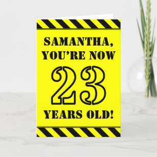 23rd Birthday: Fun Stencil Style Text, Custom Name Card