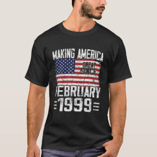 23Rd Birthday Gift February 1999 American Flag 23 T-Shirt