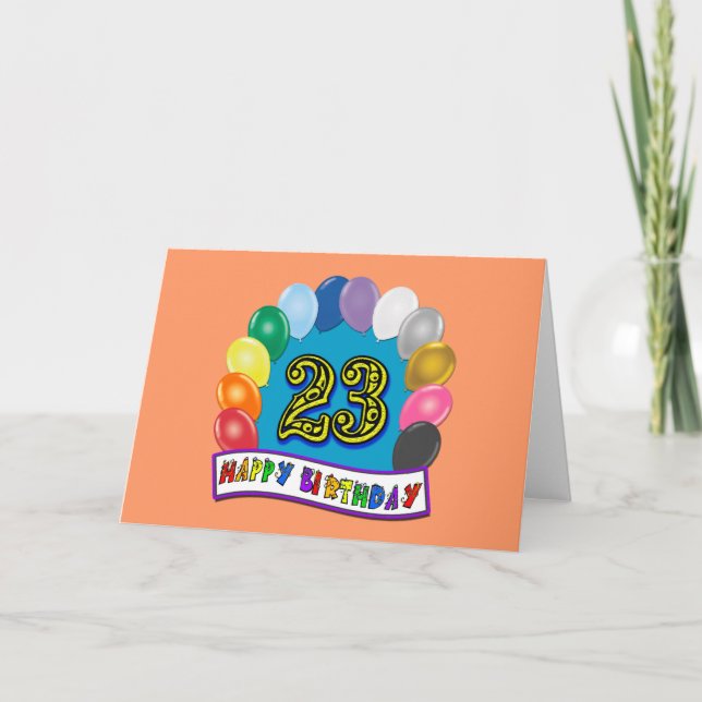 23rd Birthday Gifts with Assorted Balloons Design Card (Front)
