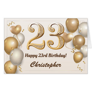 23rd Birthday Gold Balloons Confetti Extra Large Card