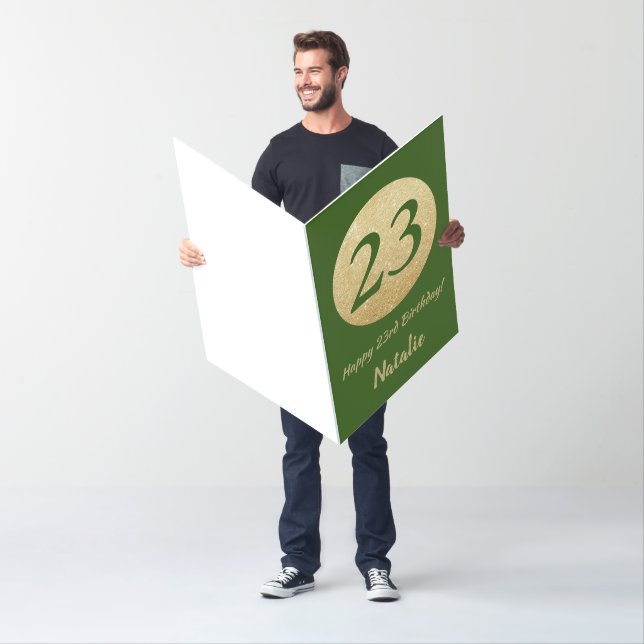 23rd Birthday Green Gold Glitter Extra Large Jumbo Card (In Situ)