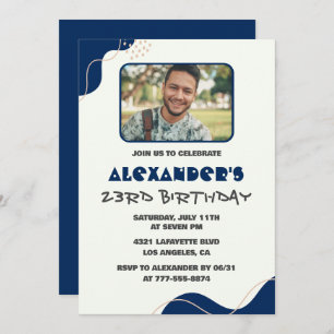 23rd birthday invitations Men Navy Simple Photo