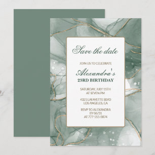 23rd birthday invitations Save the date Green