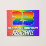 [ Thumbnail: 23rd Birthday — Multicolored Rainbow Pattern “23” Jigsaw Puzzle ]