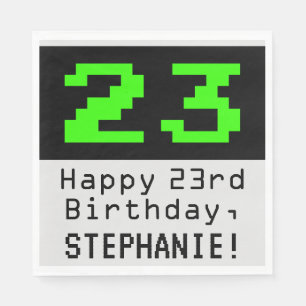 23rd Birthday - Nerdy / Geeky Style "23" & Name Napkins