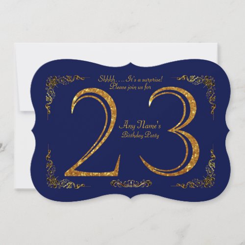 23rdBirthday party 23rdgreat GatsbyNavy  gold Invitation