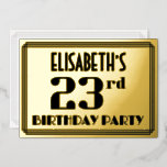 [ Thumbnail: 23rd Birthday Party: Art Deco Look “23” and Name Invitation ]