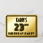 [ Thumbnail: 23rd Birthday Party — Art Deco Style “23” & Name Invitation ]