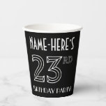 [ Thumbnail: 23rd Birthday Party: Art Deco Style + Custom Name Paper Cups ]