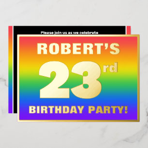 23rd Birthday Party: Fun, Colorful Rainbow Pattern Foil Invitation