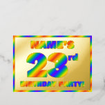 [ Thumbnail: 23rd Birthday Party — Fun, Rainbow Spectrum “23” Invitation ]