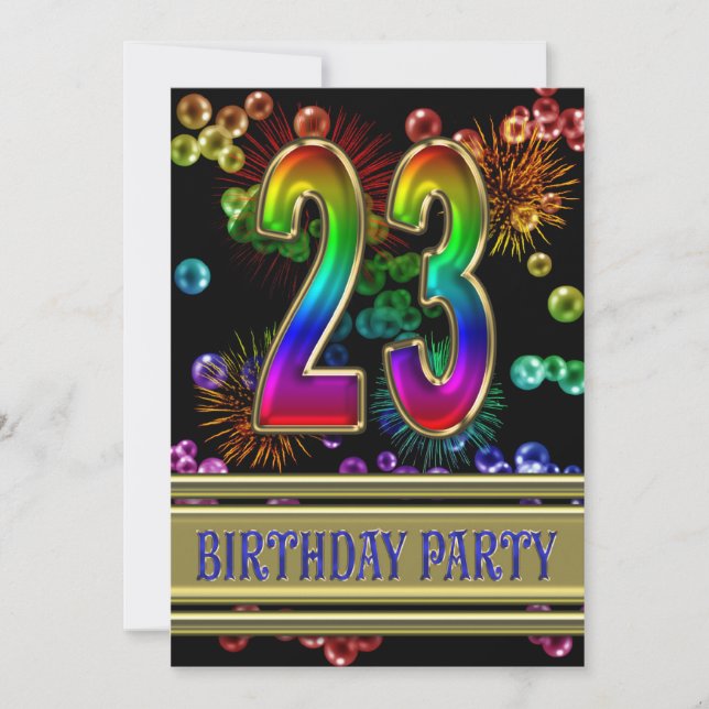 23rd Birthday party Invitation with bubbles (Front)