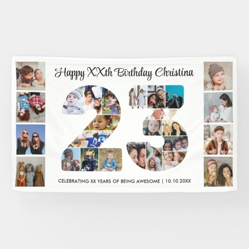23rd Birthday Party Number 23 Photo Collage Banner