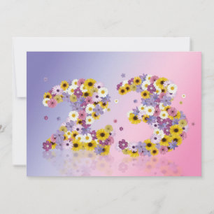 23rd Birthday party, with flowered letters Invitation