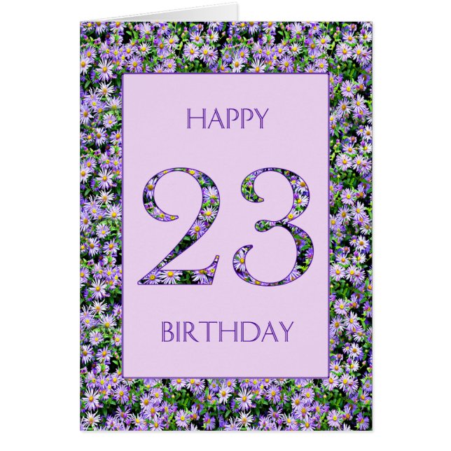 23rd Birthday Purple Daisies Cards (Front)