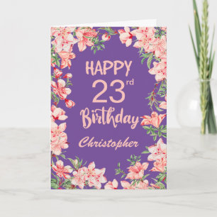 23rd Birthday Purple Pink Peach Watercolor Floral Card