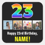[ Thumbnail: 23rd Birthday: Rainbow “23”; Custom Photos & Name Sticker ]