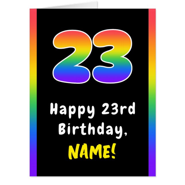 23rd Birthday: Rainbow Spectrum # 23, Custom Name Card (Front)