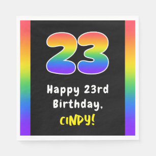 23rd Birthday: Rainbow Spectrum # 23, Custom Name Napkins