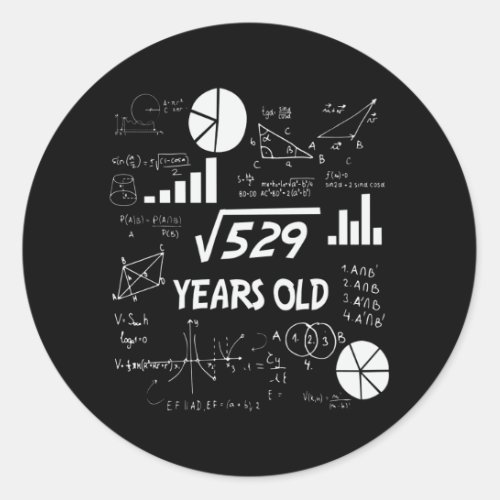 23rd Birthday Square Root Math 23 Years Old Bday Classic Round Sticker