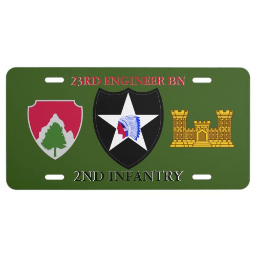 23RD ENGINEER BATTALION 2ND INFANTRY  LICENSE PLATE