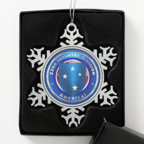 23rd Infantry Division Snowflake Pewter Christmas Ornament