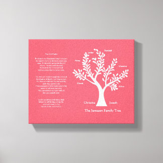 23rd Psalm Family Tree Canvas, Crimson Canvas Print