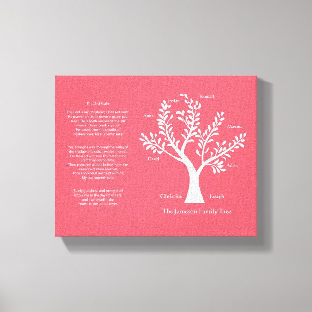 23rd Psalm Family Tree Canvas,  Crimson Canvas Print (Front)