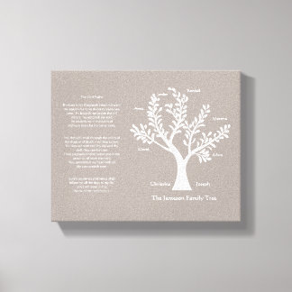 23rd Psalm Family Tree Canvas, Warm Gray Canvas Print