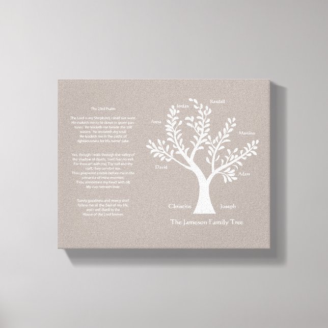 23rd Psalm Family Tree Canvas, Warm Gray Canvas Print (Front)