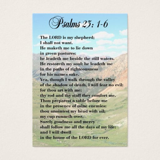 Customizable 23rd Psalm Personal Cards Business Card