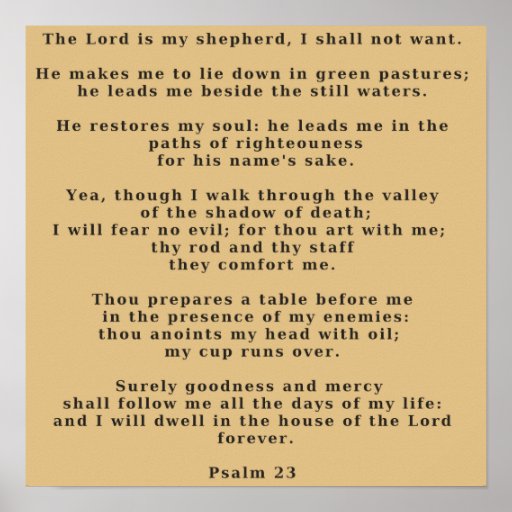 23rd Psalm Poster | Zazzle