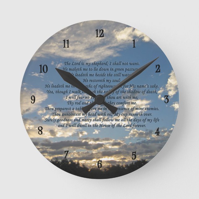 23rd Psalm Round Clock (Front)
