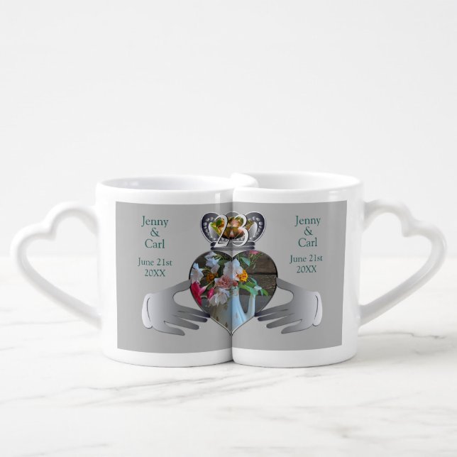 23rd Wedding Anniversary Claddaugh Photo  Coffee  Mug Set (Front Nesting)