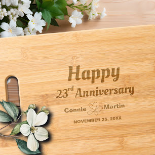23rd Wedding Anniversary Elegant Engraved Cutting Board