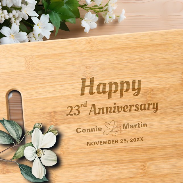 23rd Wedding Anniversary Elegant Engraved Cutting Board (Creator Uploaded)