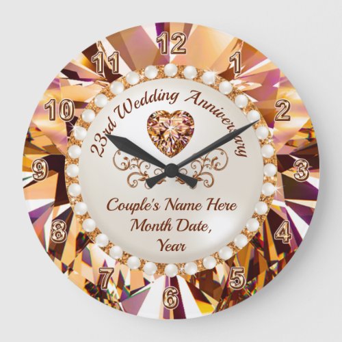 23rd Wedding Anniversary Gift Imperial Topaz  Large Clock