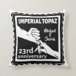 23rd wedding anniversary Imperial Topaz Throw Pillow<br><div class="desc">If you would like any help customizing this design, please use the ask this designer button, just below this text. A romantic design for a married couples 23rd, 23 years wedding anniversary. An illustration of a man and a wife holding hands, , the text reads imperial topaz which is the...</div>