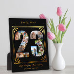 23rd Wedding Anniversary Number 23 Photo Collage Plaque<br><div class="desc">Create your own unique 23rd Wedding Anniversary Photo Collage with some of your favorite photos from the last 23 years. This elegant black and gold design features a number 23 shaped photo collage with an art deco style frame and ornate script typography. The template is set up ready for you...</div>