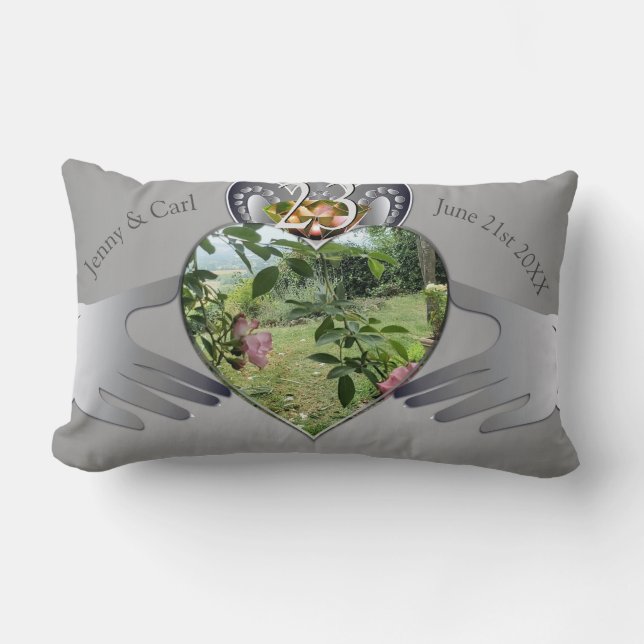 23rd Wedding Anniversary Photo Claddagh   Lumbar P Lumbar Pillow (Front)