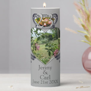 23rd Wedding Anniversary Photo Claddaugh Plaque Pillar Candle