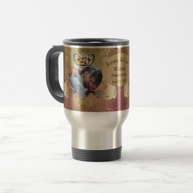 23rd Wedding Anniversary Topaz Claddagh  Travel Mug (Front Left)