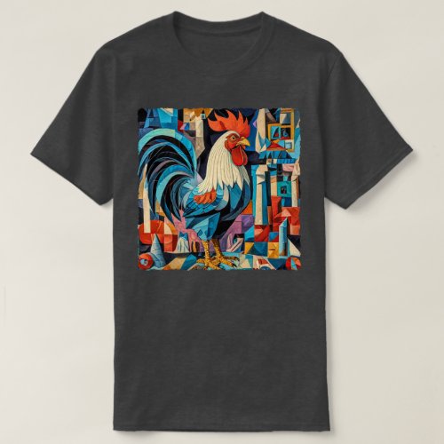 24009_De La Rooster Cubism Art T_Shirt