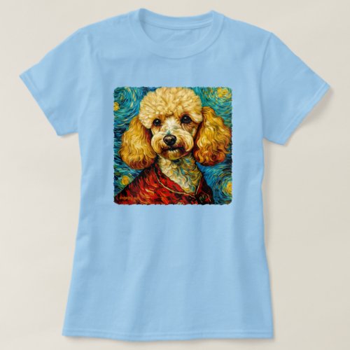 24036_ Poodle Van Gogh Art Dog Lover Pet Breeder T_Shirt